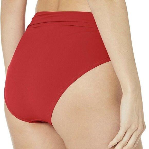 NEW Profile by Gottex Women Ruched High Waist Swimsuit Bottom Paprika Red Size 6 - Picture 2 of 3